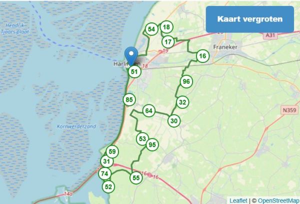 Fietsroute Harlingen-Wijnaldum (47 km)